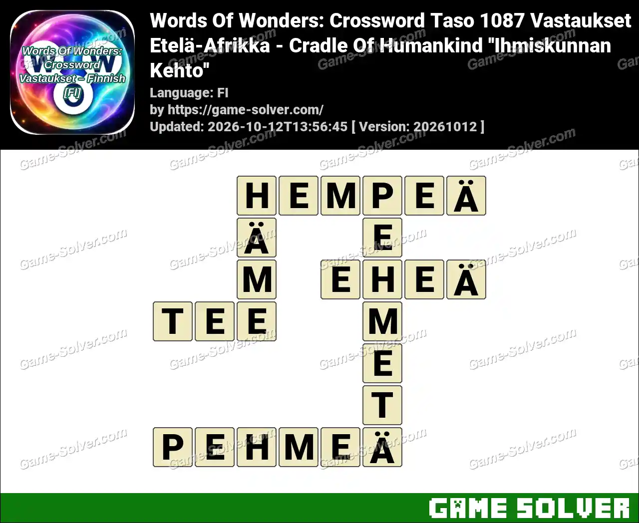 Words Of Wonders: Crossword Taso 1087 Vastaukset – Etelä-Afrikka – Cradle Of Humankind ”Ihmiskunnan Kehto”